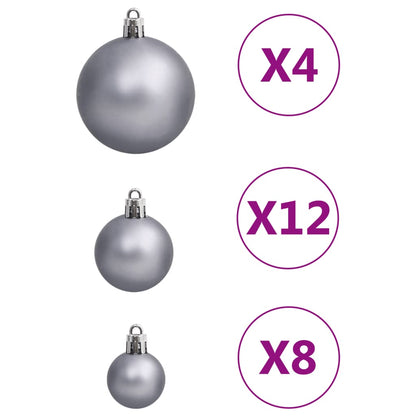 111 Piece Christmas Bauble Set White and Grey Polystyrene