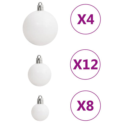 111 Piece Christmas Bauble Set White and Grey Polystyrene