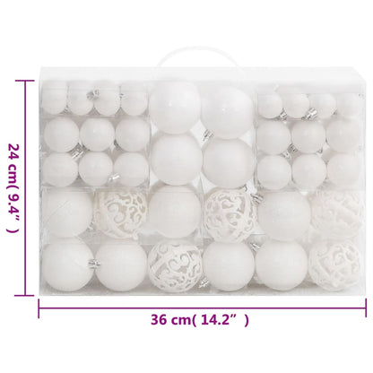 111 Piece Christmas Bauble Set White Polystyrene