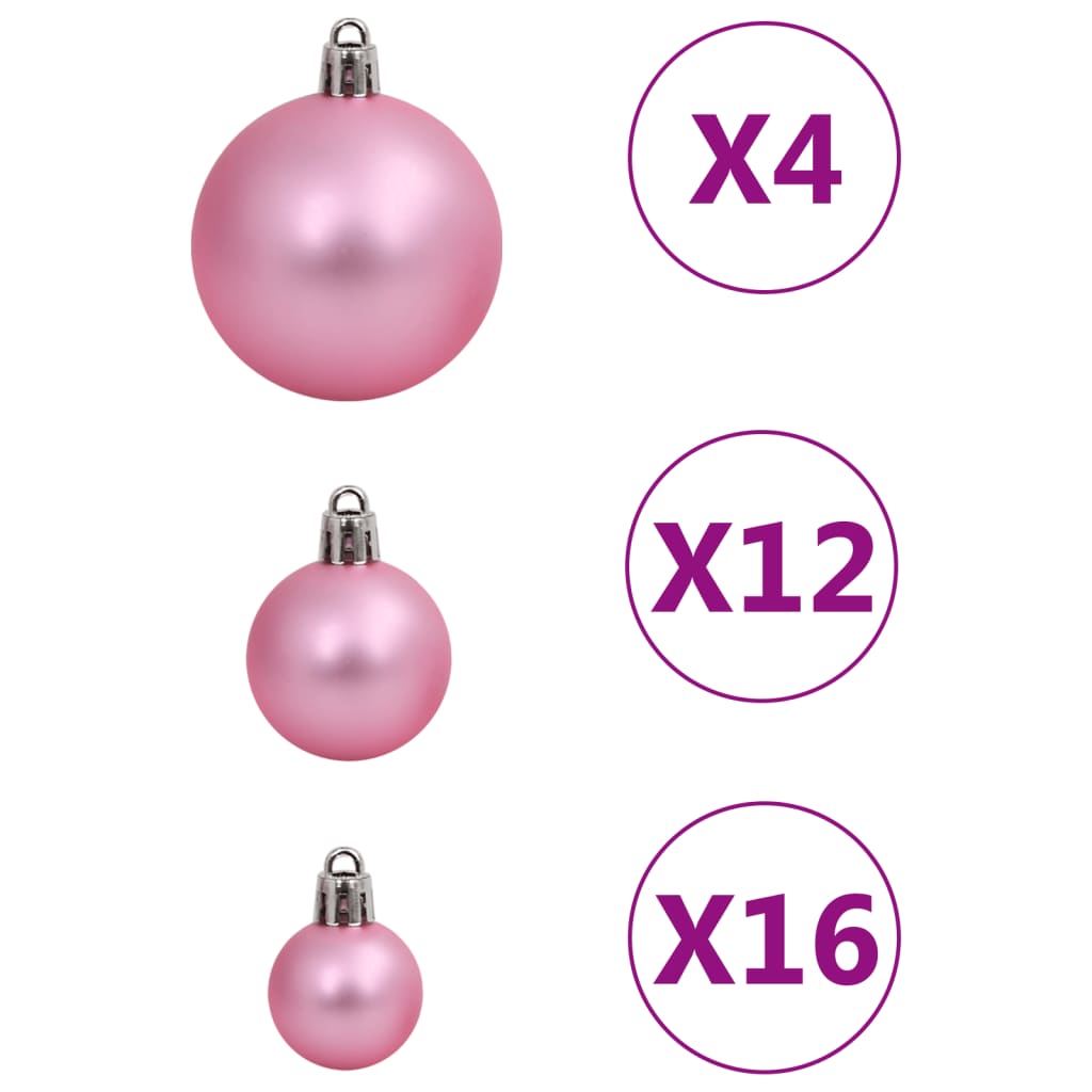 111 Piece Christmas Bauble Set Pink Polystyrene