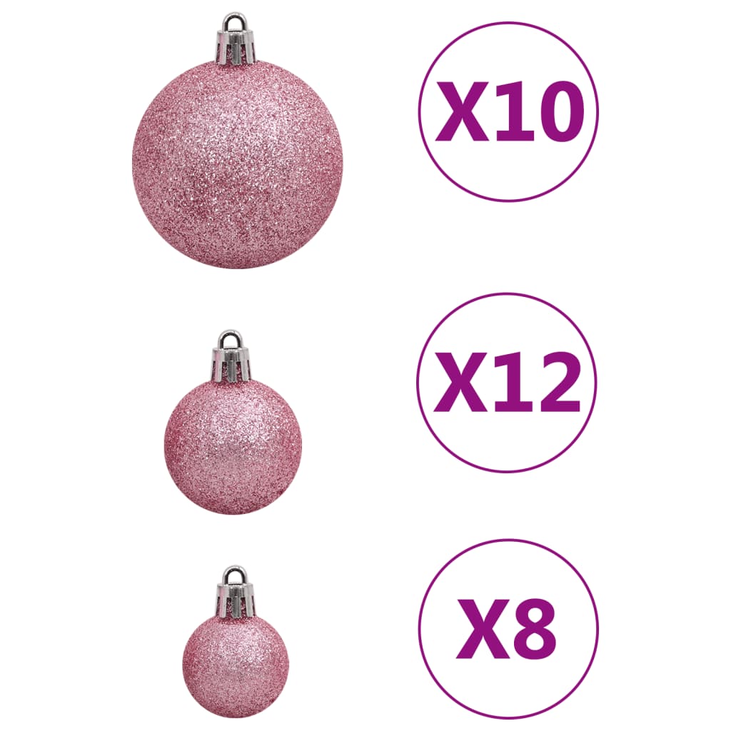 111 Piece Christmas Bauble Set Pink Polystyrene