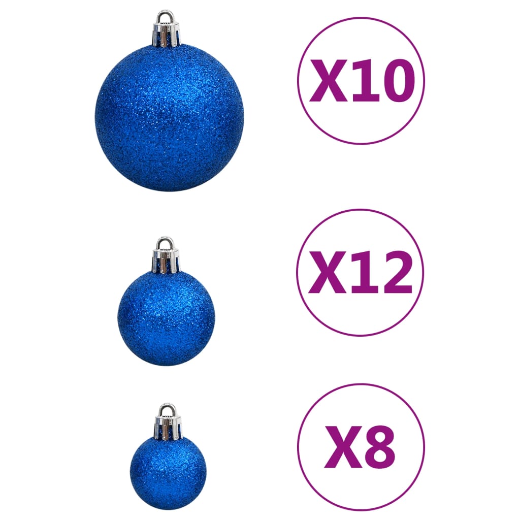 111 Piece Christmas Bauble Set Blue Polystyrene