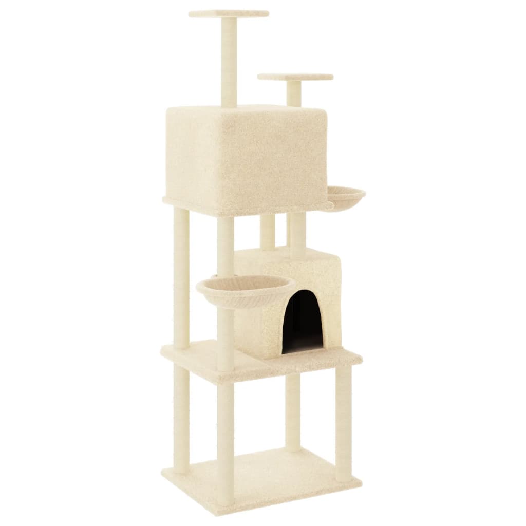 Cat Tree with Sisal Scratching Posts Cream 180 cm