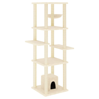 Cat Tree with Sisal Scratching Posts Cream 154 cm