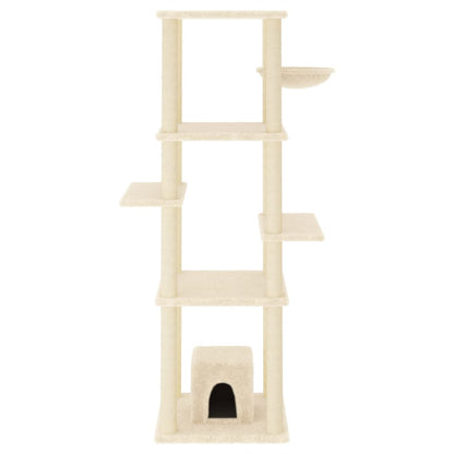 Cat Tree with Sisal Scratching Posts Cream 154 cm