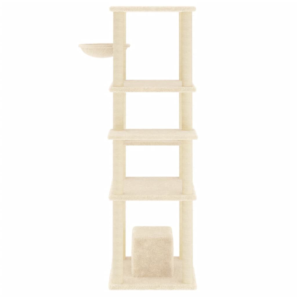 Cat Tree with Sisal Scratching Posts Cream 154 cm