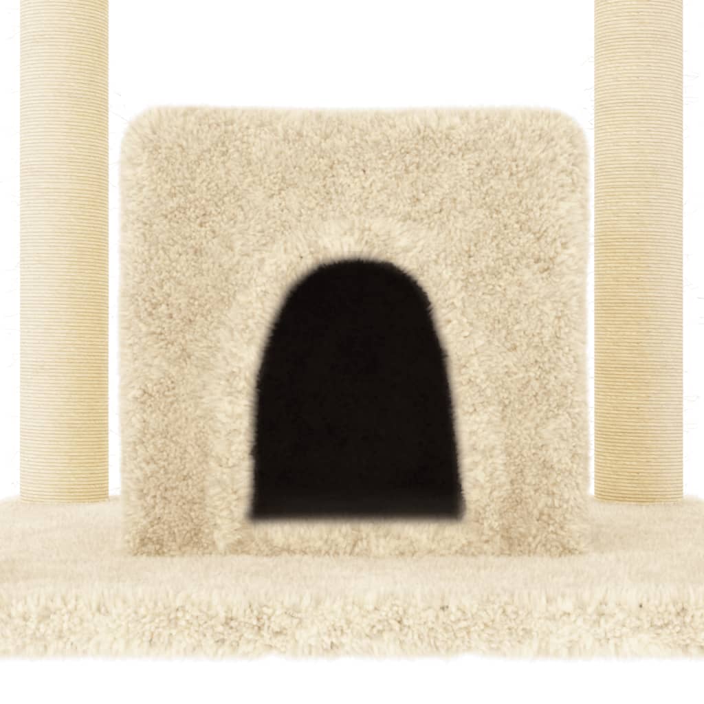 Cat Tree with Sisal Scratching Posts Cream 154 cm