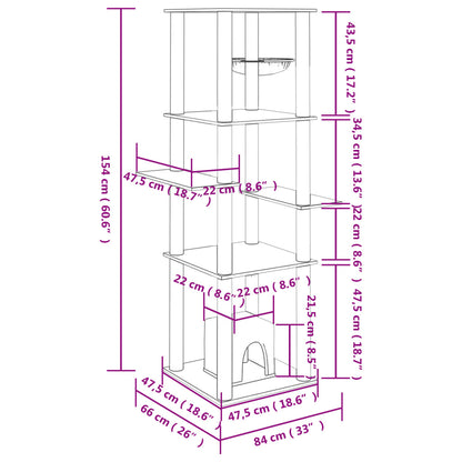 Cat Tree with Sisal Scratching Posts Cream 154 cm