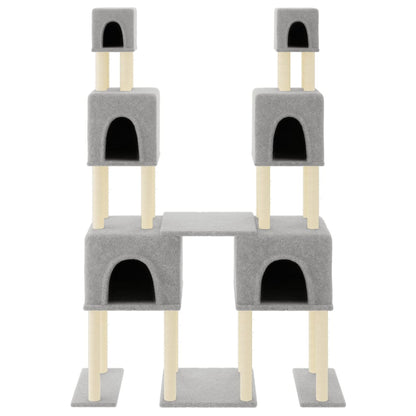 Cat Tree with Sisal Scratching Posts Light Grey 199 cm