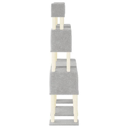 Cat Tree with Sisal Scratching Posts Light Grey 199 cm