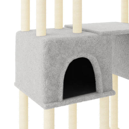 Cat Tree with Sisal Scratching Posts Light Grey 199 cm