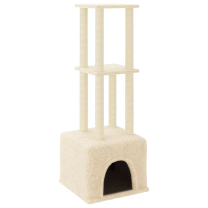 Cat Tree with Sisal Scratching Posts Cream 133.5 cm