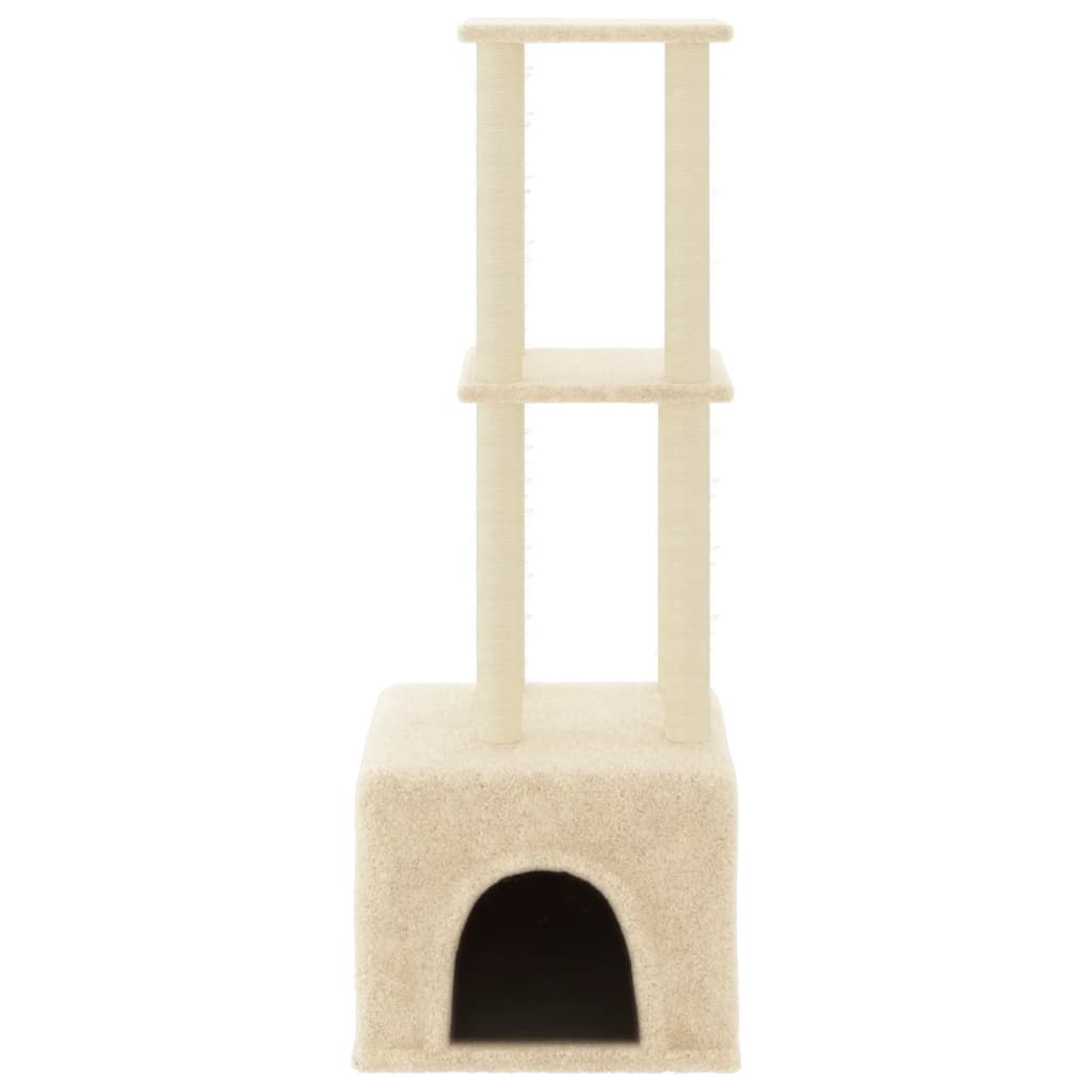 Cat Tree with Sisal Scratching Posts Cream 133.5 cm