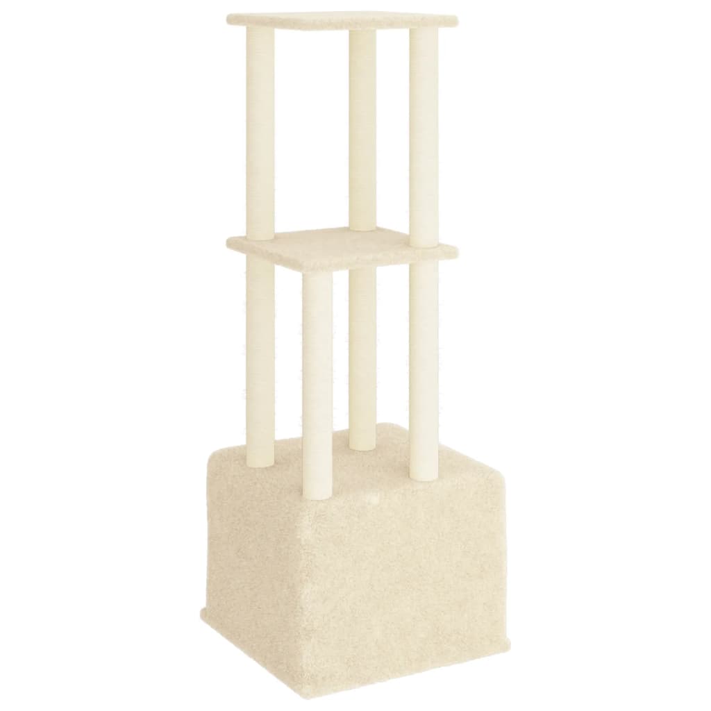 Cat Tree with Sisal Scratching Posts Cream 133.5 cm