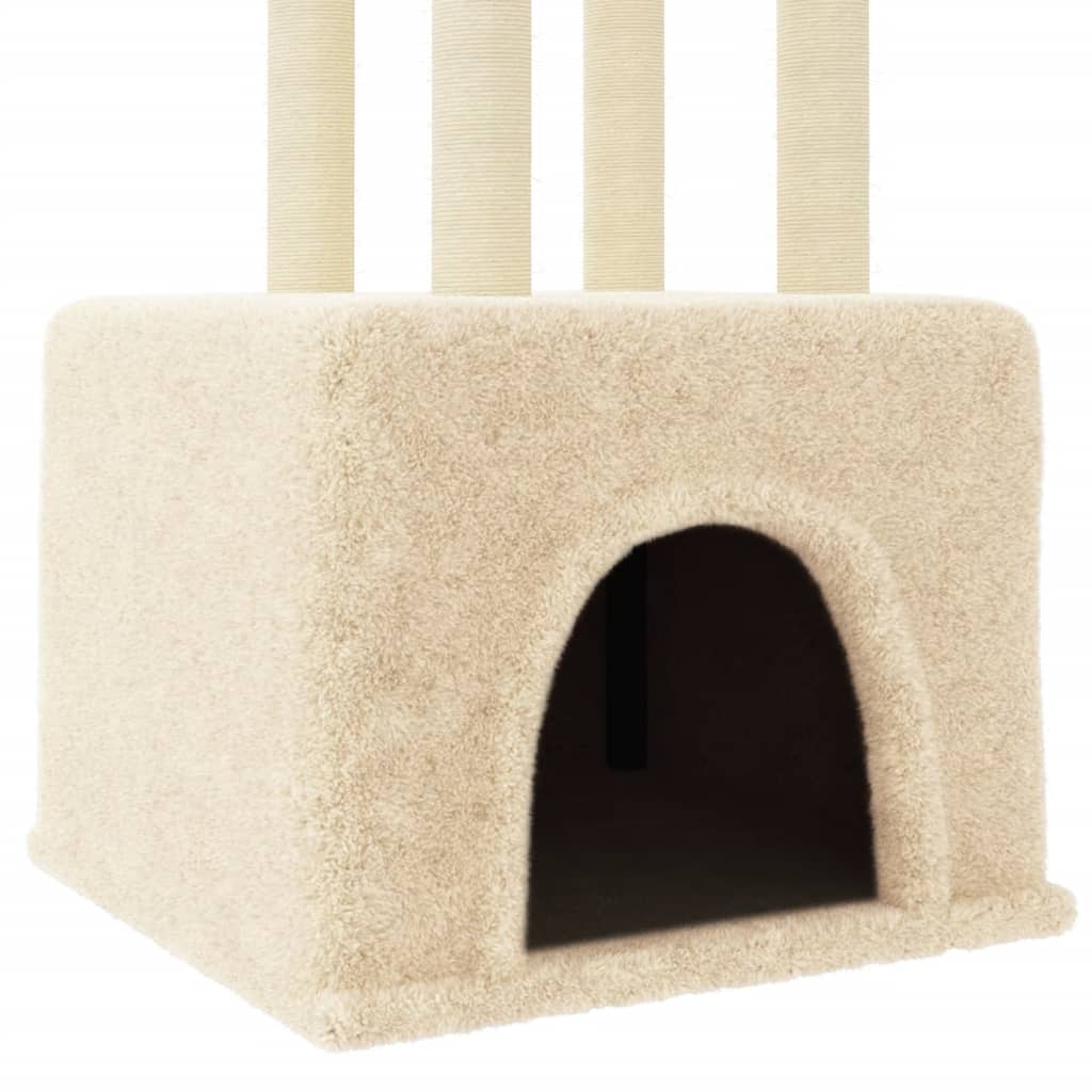 Cat Tree with Sisal Scratching Posts Cream 133.5 cm