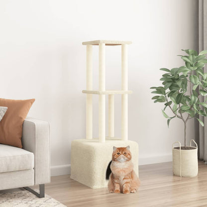 Cat Tree with Sisal Scratching Posts Cream 133.5 cm