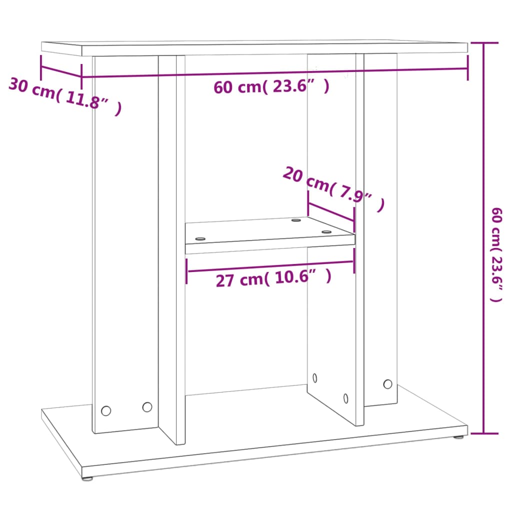 Aquarium Stand High Gloss White 60x30x60 cm Engineered Wood