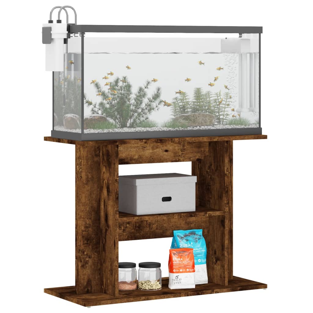 Aquarium Stand Smoked Oak 80x35x60 cm Engineered Wood