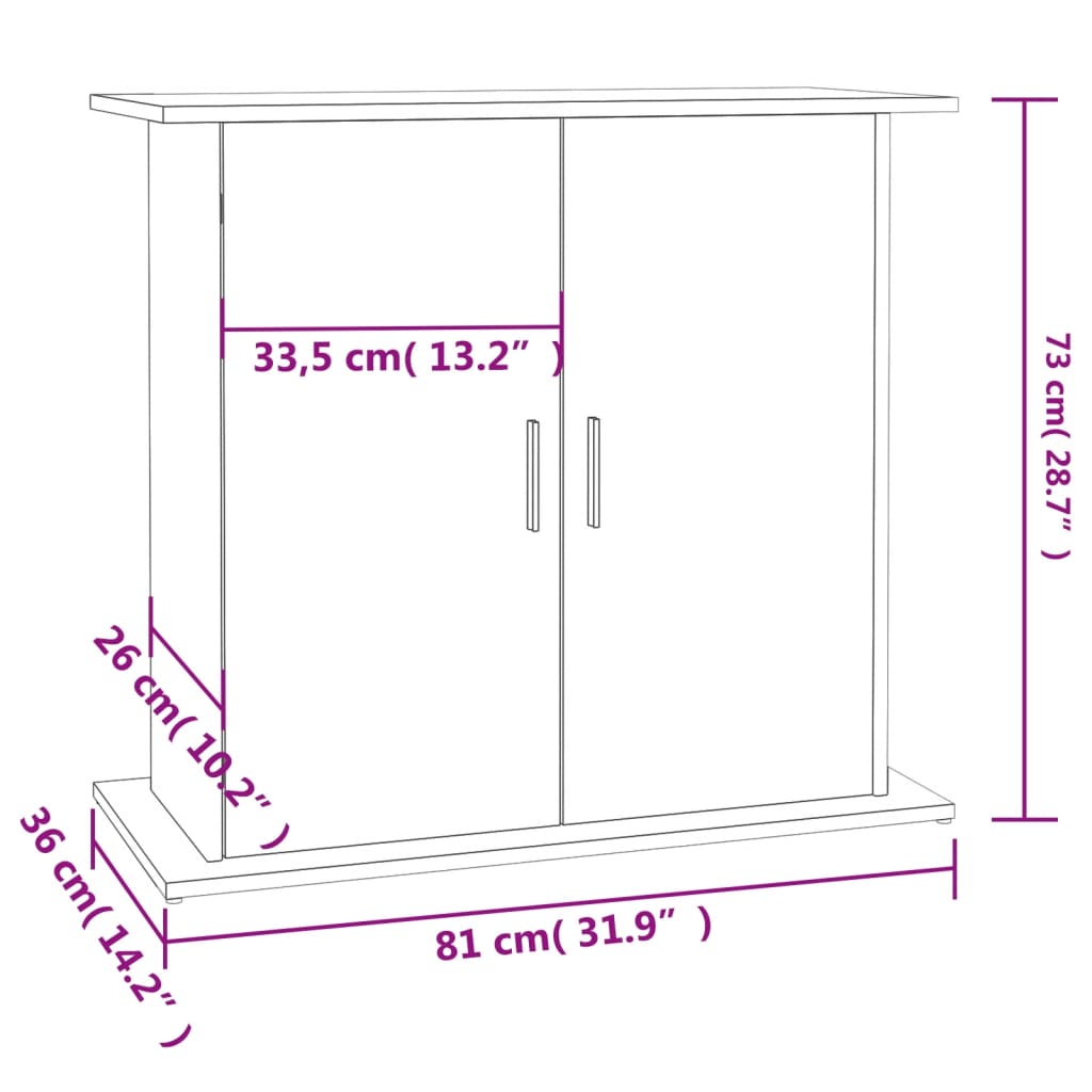 Aquarium Stand Smoked Oak 81x36x73 cm Engineered Wood