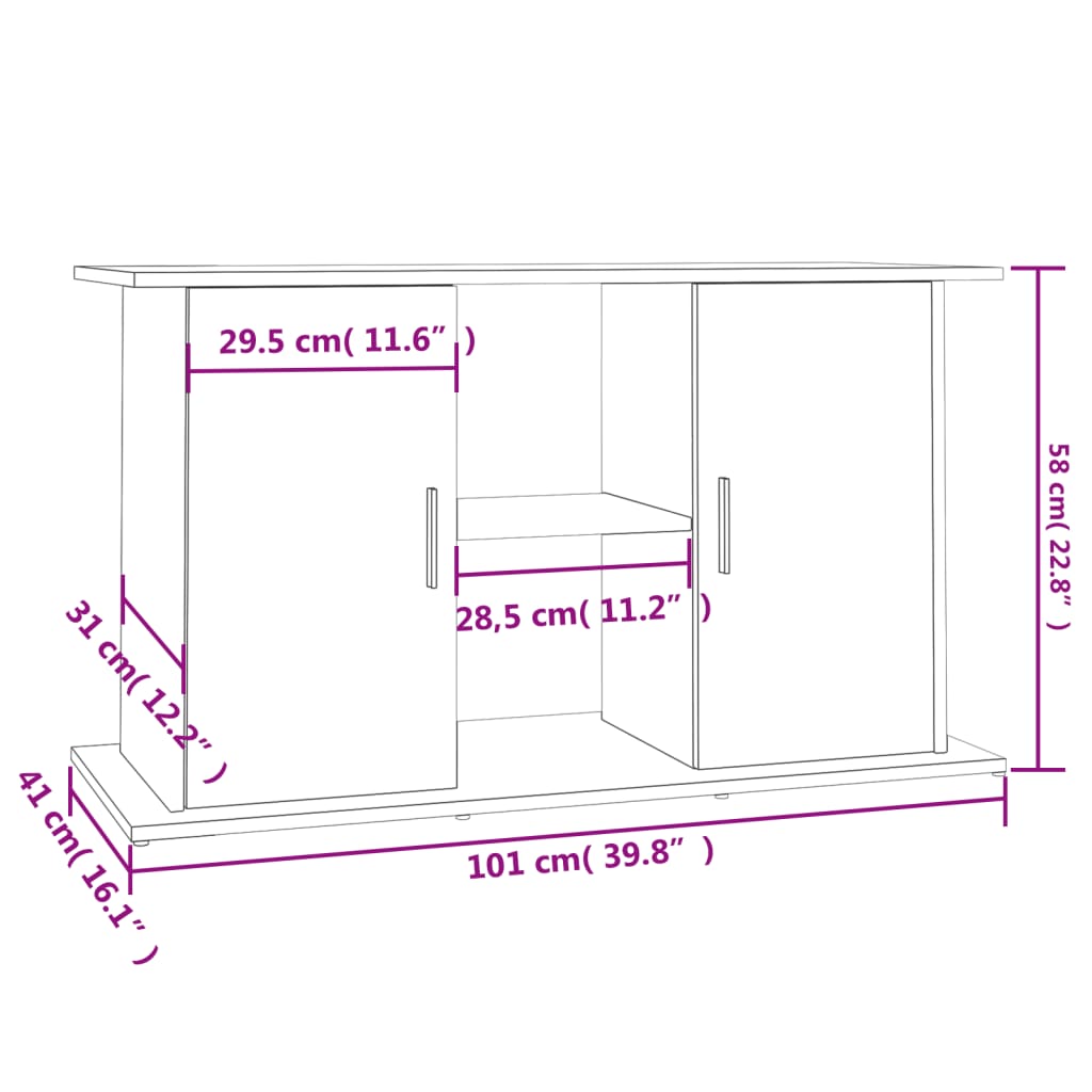 Aquarium Stand Sonoma Oak 101x41x58 cm Engineered Wood