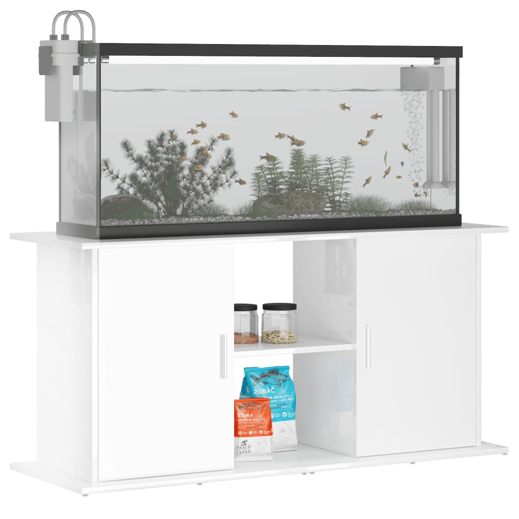 Aquarium Stand High Gloss White 121x41x58 cm Engineered Wood