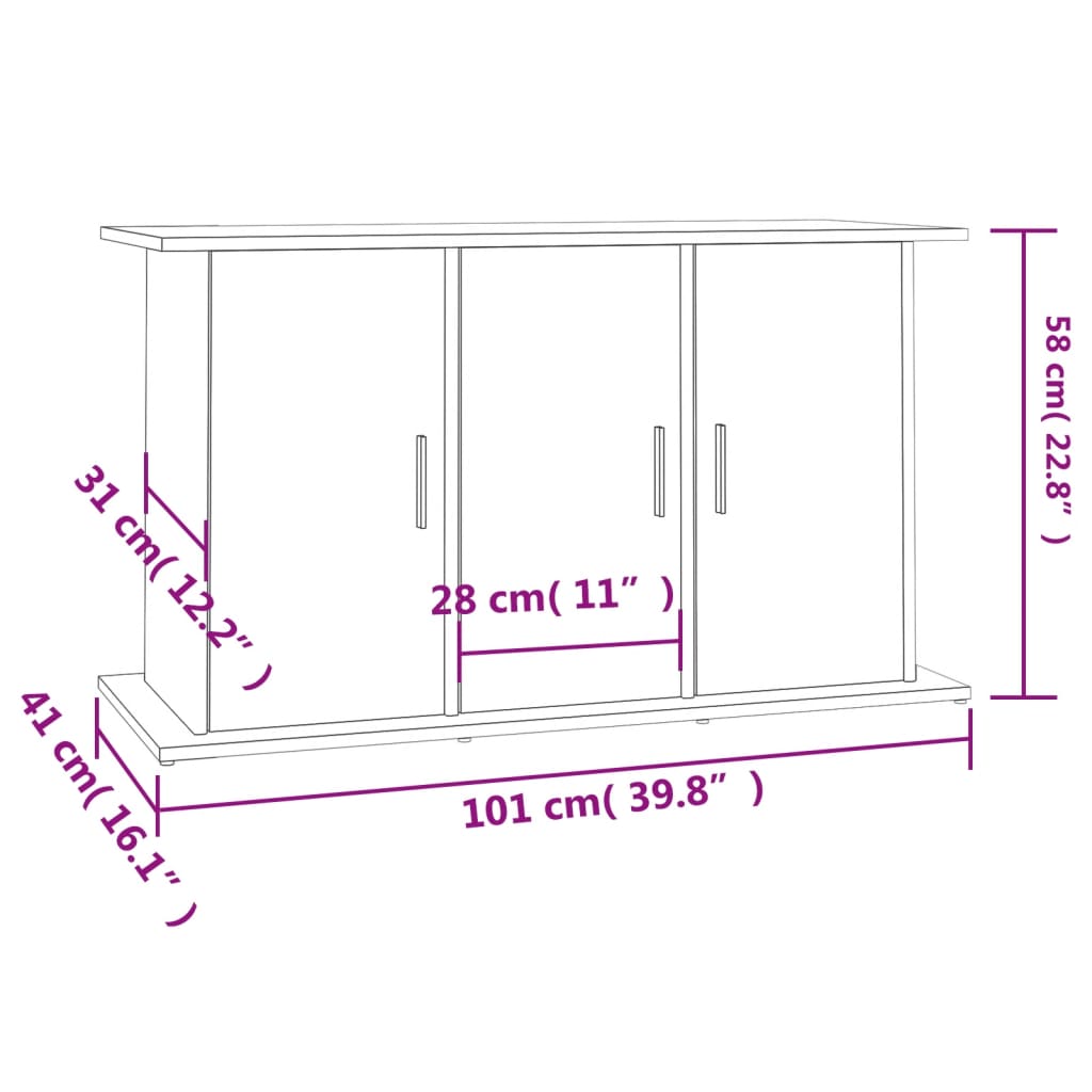 Aquarium Stand White 101x41x58 cm Engineered Wood