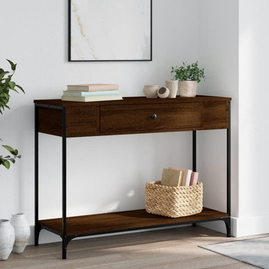 Console Table Brown Oak 100x34.5x75 cm Engineered Wood