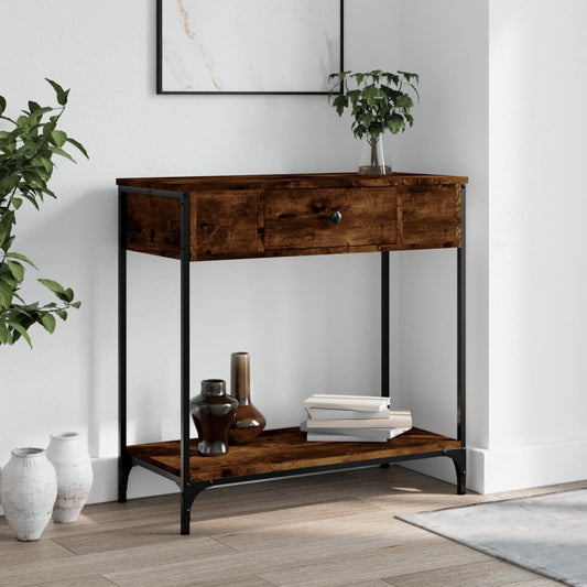 Console Table Smoked Oak 75x34.5x75 cm Engineered Wood