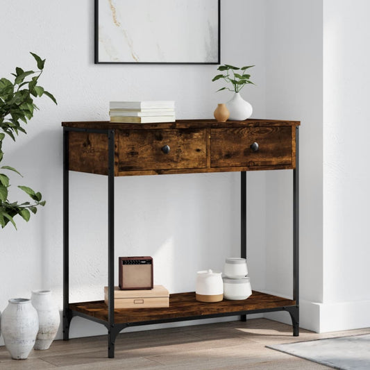 Console Table Smoked Oak 75x34.5x75 cm Engineered Wood