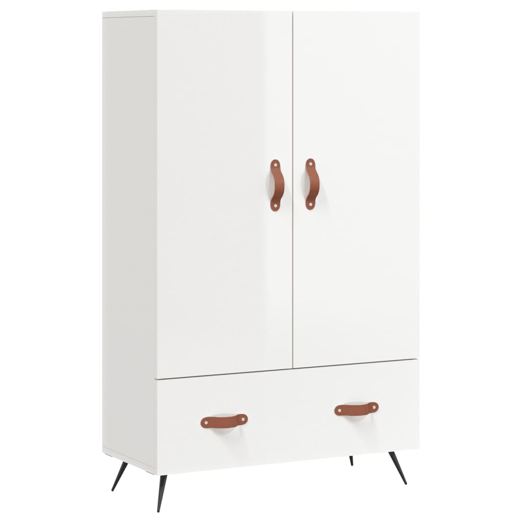 Highboard High Gloss White 69.5x31x115 cm Engineered Wood