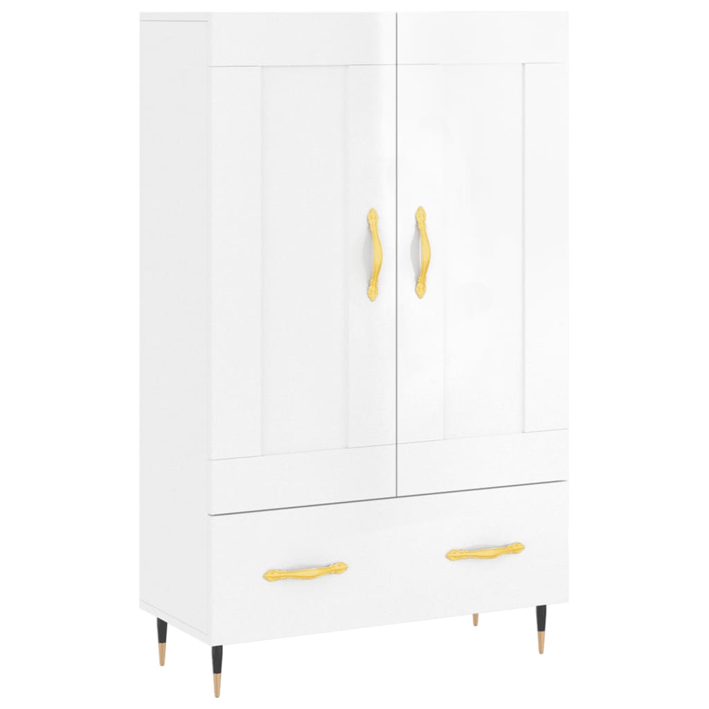 Highboard High Gloss White 69.5x31x115 cm Engineered Wood