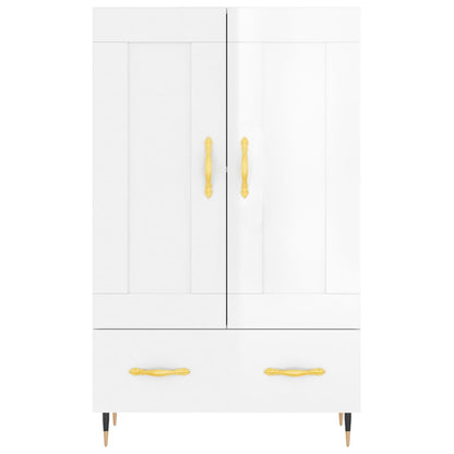 Highboard High Gloss White 69.5x31x115 cm Engineered Wood