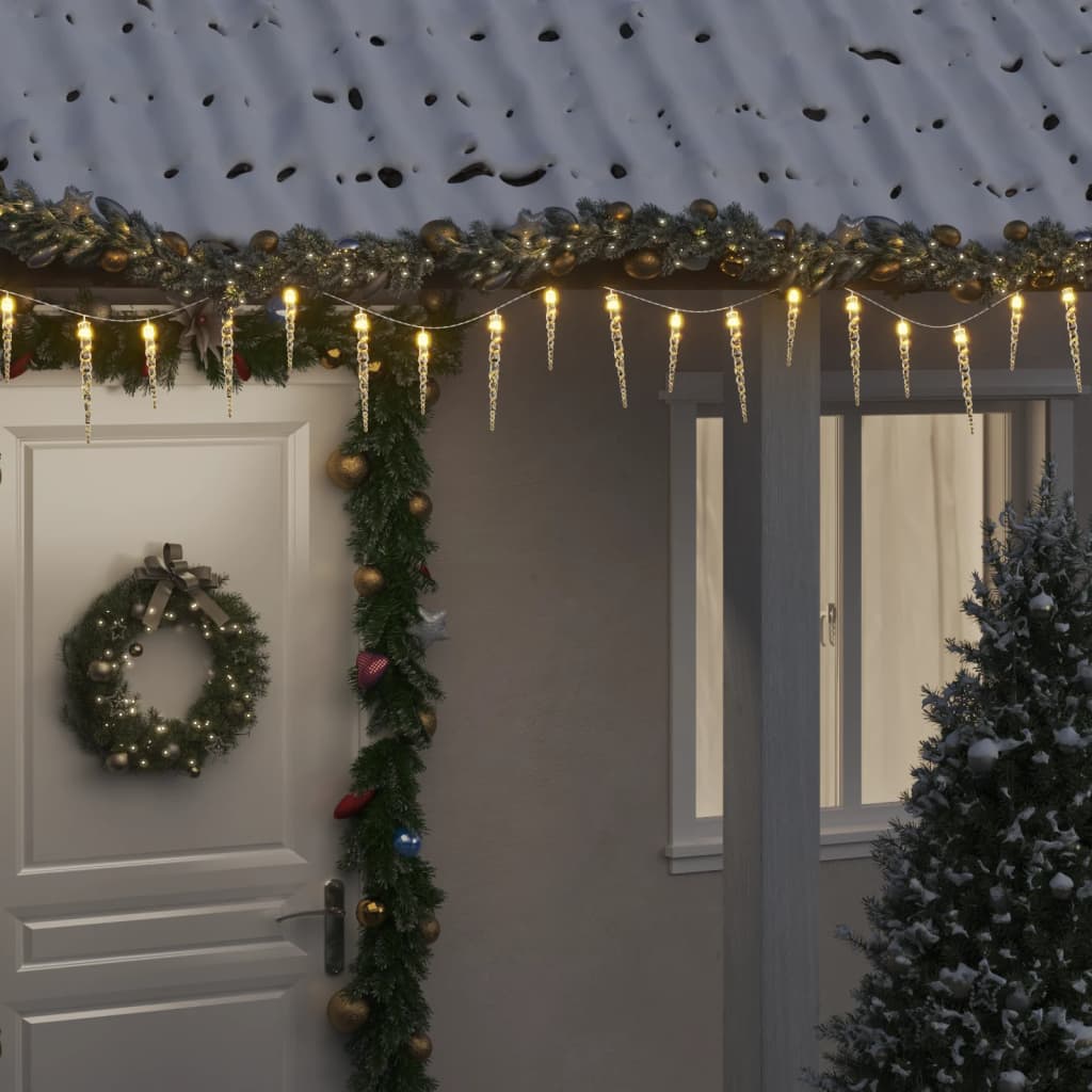 Christmas Icicle Light 100 LEDs Warm White 10 m Acrylic PVC