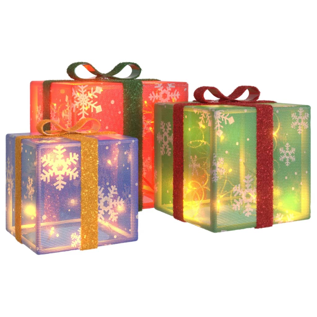 Lighted Christmas Boxes 3 pcs 64 LEDs Warm White