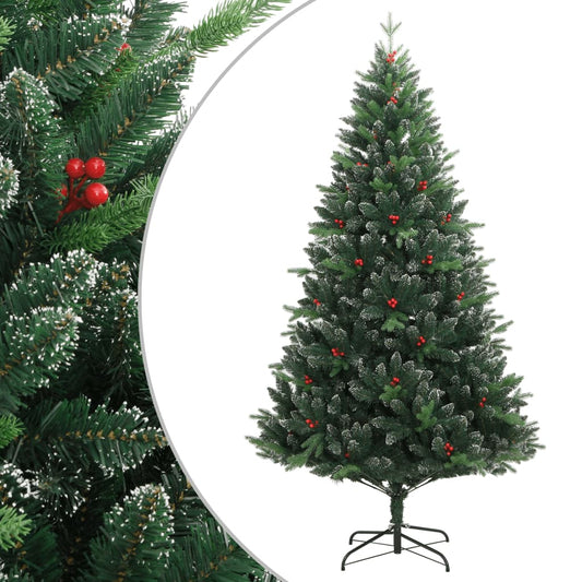 Artificial Hinged Christmas Tree with Red Berries 120 cm