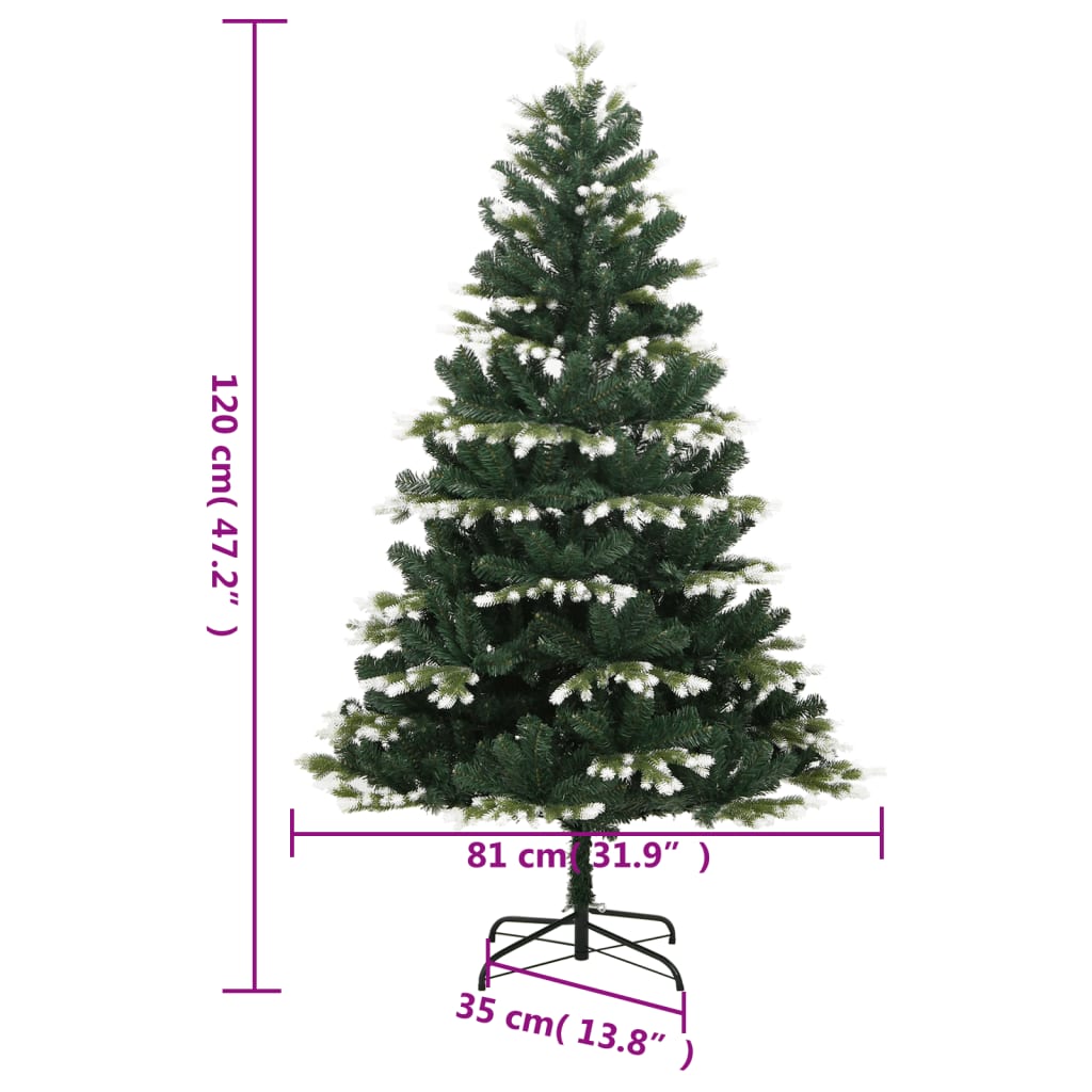 Artificial Hinged Christmas Tree with Flocked Snow 120 cm