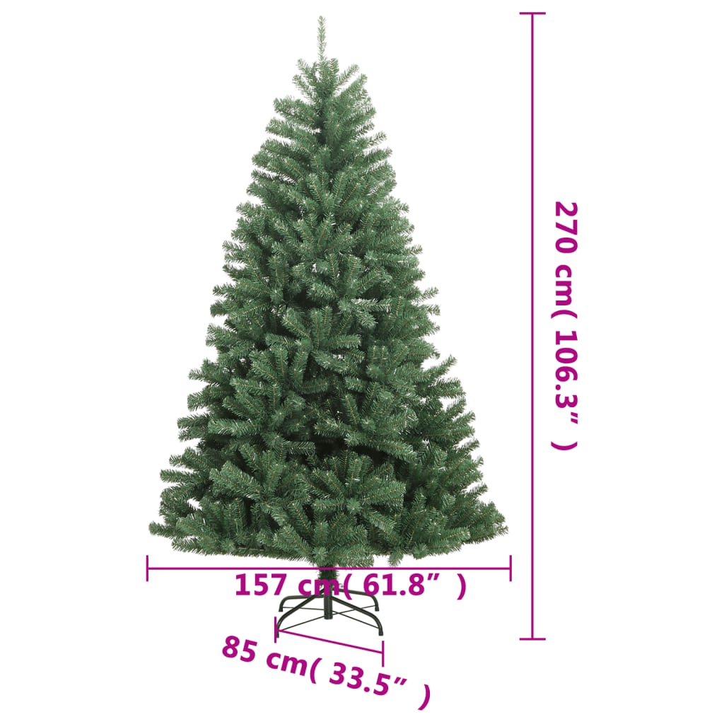 Artificial Hinged Christmas Tree with Stand Green 270 cm