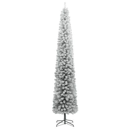 Slim Christmas Tree with Stand and Flocked Snow 300 cm PVC