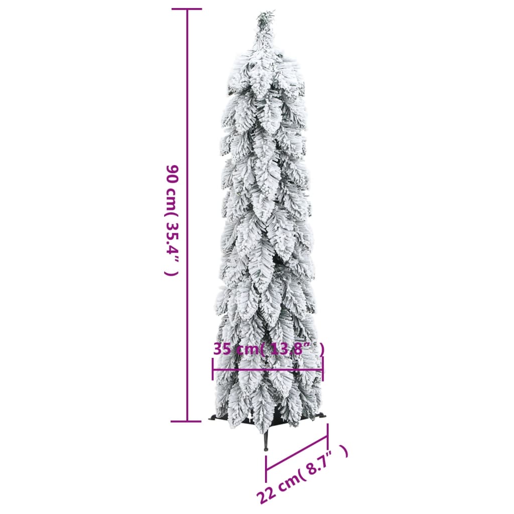 Artificial Pre-lit Christmas Tree with 45 LEDs and Flocked Snow 90 cm