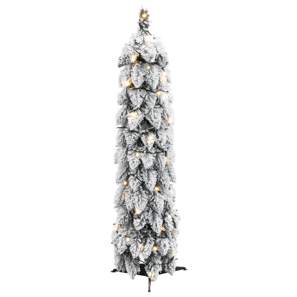 Artificial Pre-lit Christmas Tree with 45 LEDs and Flocked Snow 90 cm