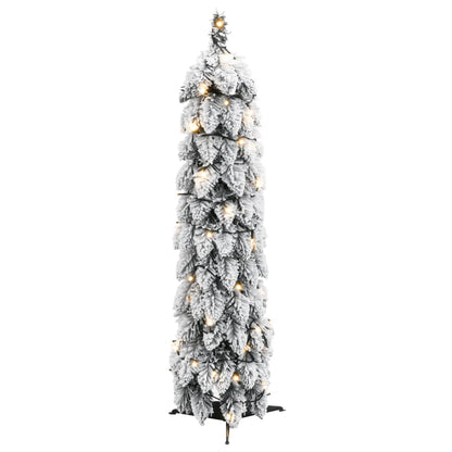 Artificial Pre-lit Christmas Tree with 45 LEDs and Flocked Snow 90 cm