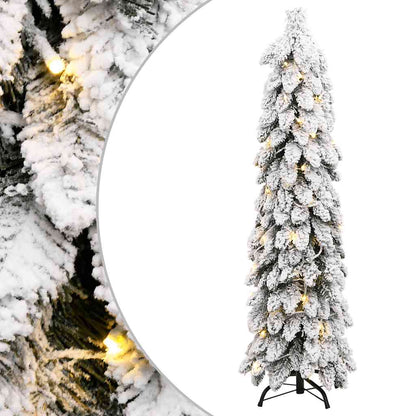 Artificial Pre-lit Christmas Tree with 80 LEDs and Flocked Snow 150 cm