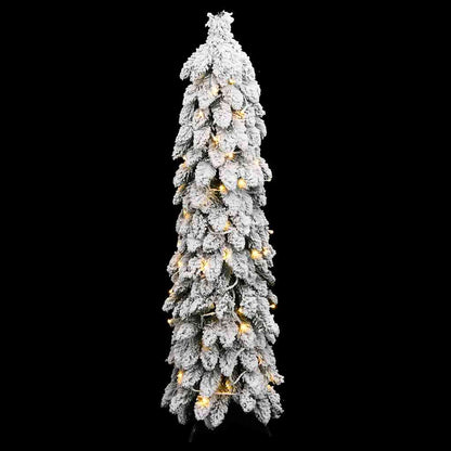 Artificial Pre-lit Christmas Tree with 80 LEDs and Flocked Snow 150 cm