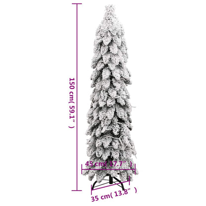 Artificial Pre-lit Christmas Tree with 80 LEDs and Flocked Snow 150 cm