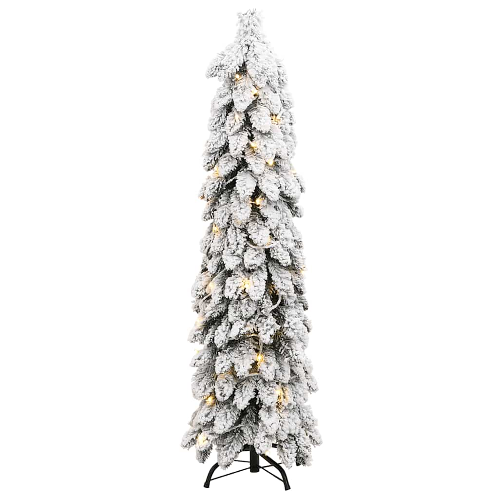 Artificial Pre-lit Christmas Tree with 80 LEDs and Flocked Snow 150 cm