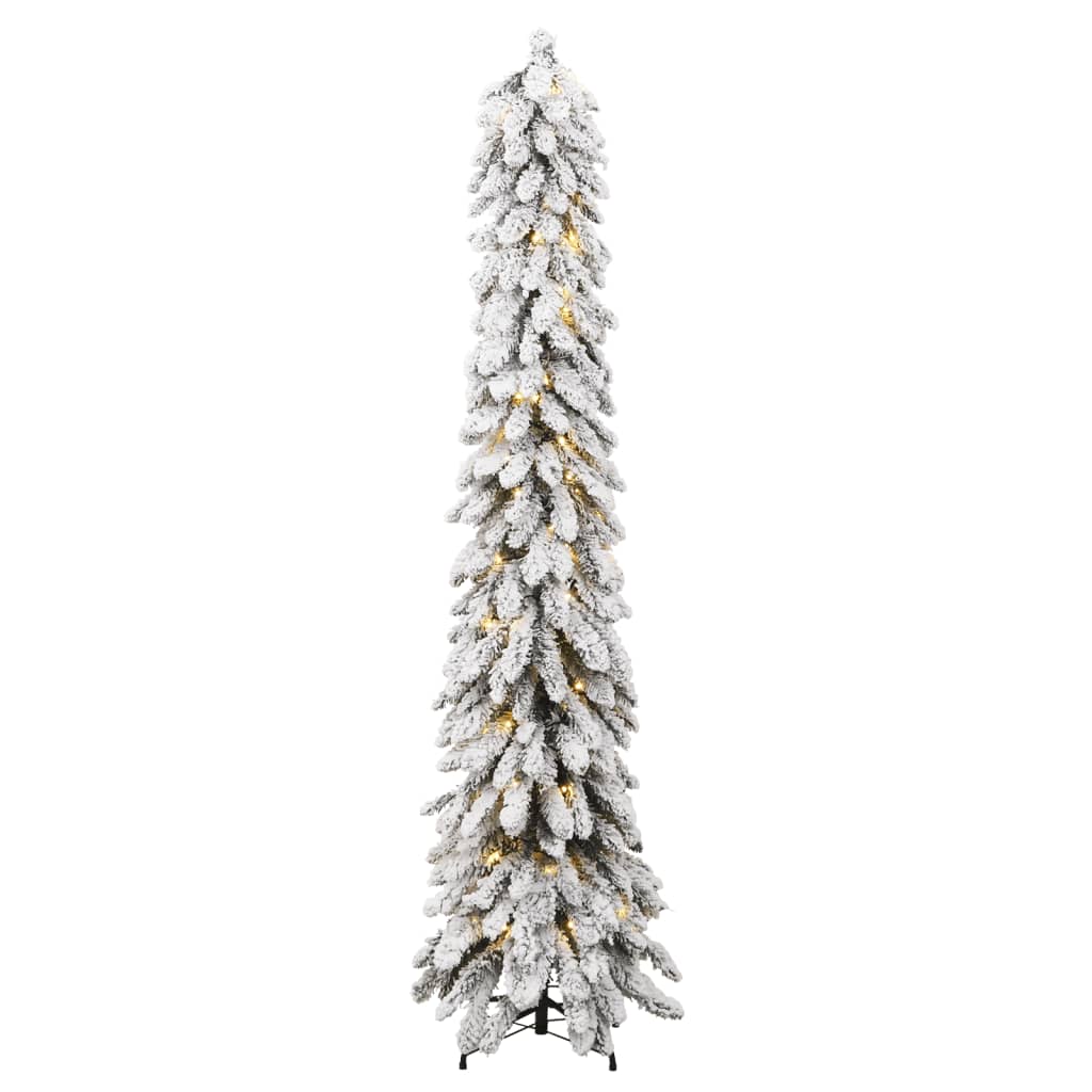 Artificial Pre-lit Christmas Tree with 130 LEDs and Flocked Snow 210 cm