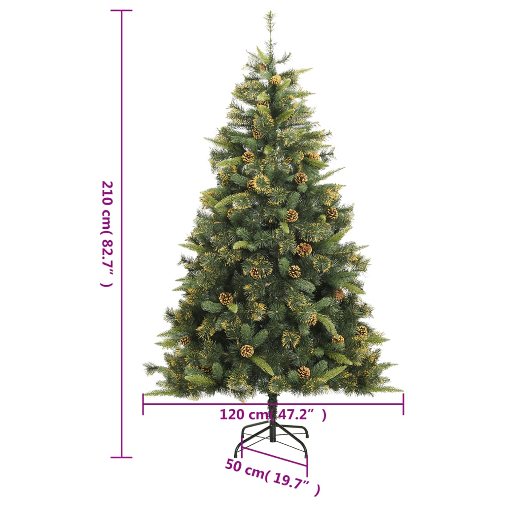 Artificial Hinged Christmas Tree with Cones 210 cm