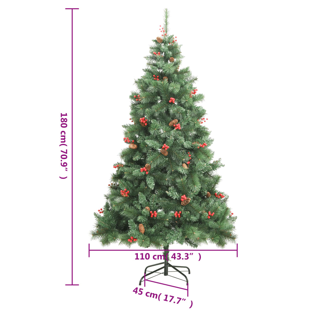 Artificial Hinged Christmas Tree with Cones and Berries 180 cm