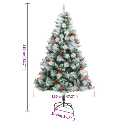 Artificial Hinged Christmas Tree with Cones and Berries 210 cm