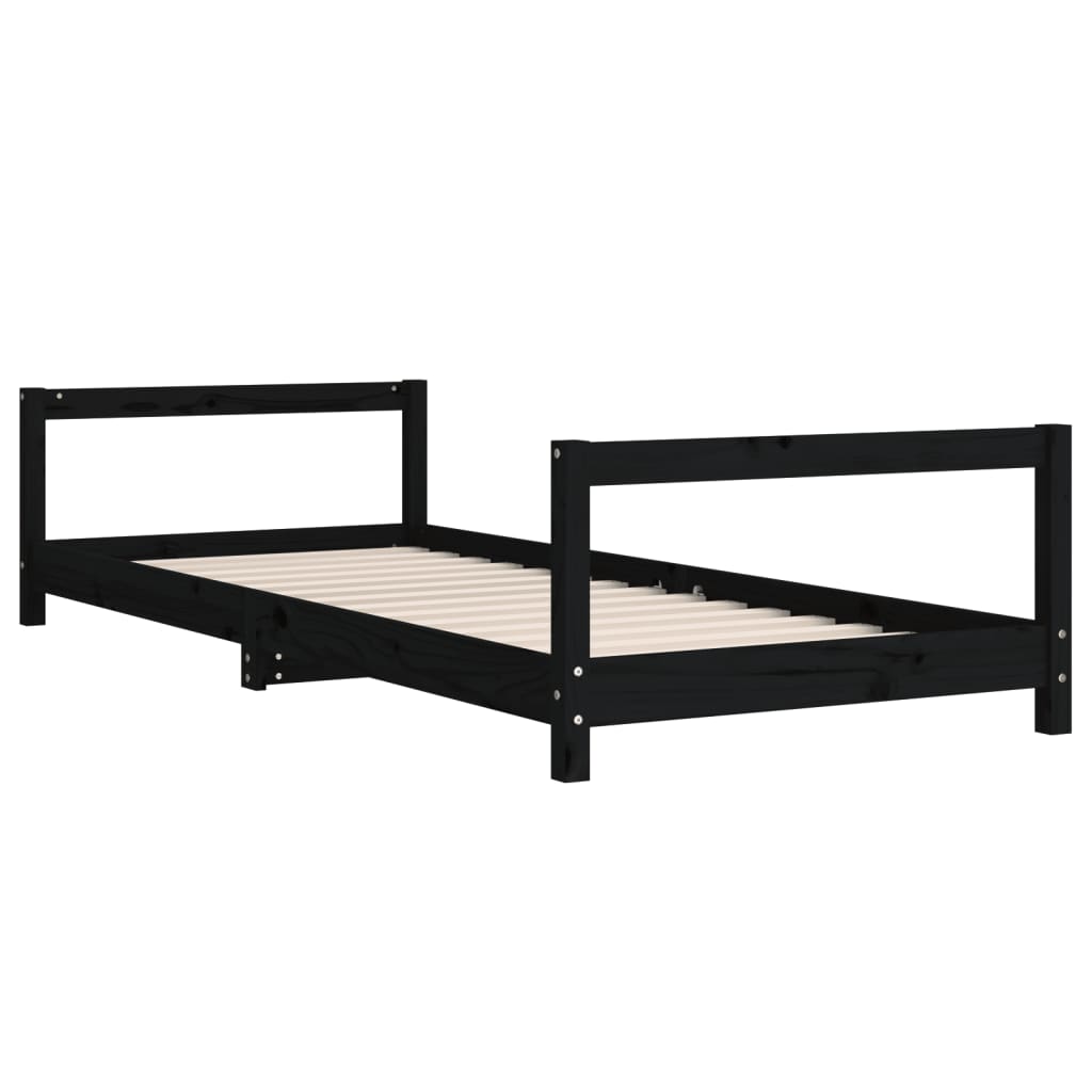 Kids Bed Frame Black 80x200 cm Solid Wood Pine